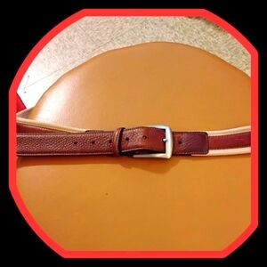 Men's Raw Leather & Canvas Two Tone Belt 44W
